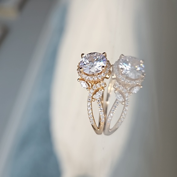 Vintage Style gold ring, 925 Sterling silver with 10k gold finish - Picture 2 of 5